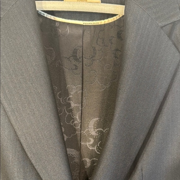 New Scotch & Soda Navy Herringbone Long Men’s Wear Vest with Gold and Belt - Picture 7 of 16